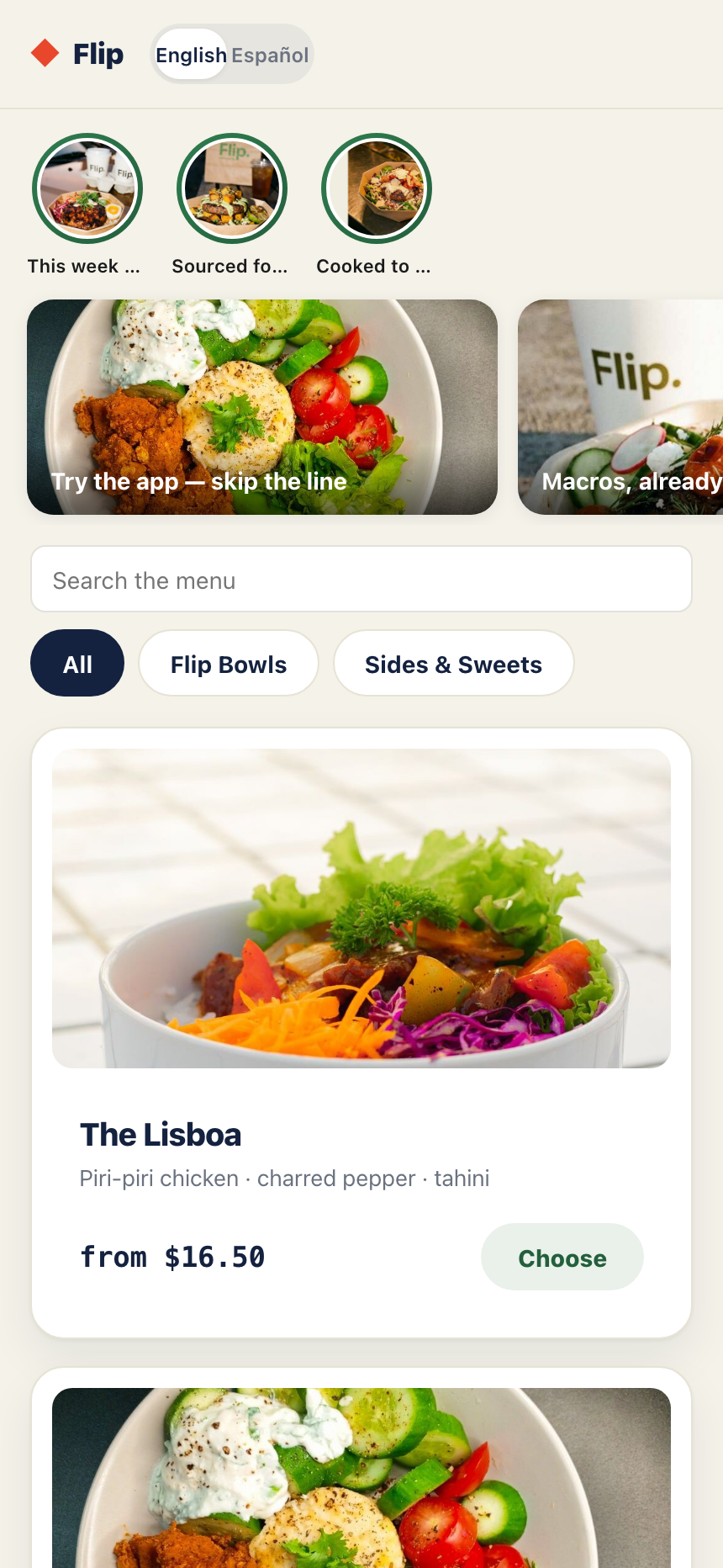 App — build your bowl